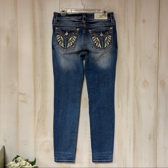 Miss Me Hailey Skinny Embellished Wings Jeans 28 - Picture 2 of 11